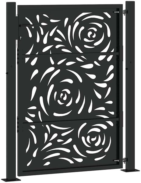 vidaXL Gartentor Schwarz 100x125 cm Stahl Flammendesign 4100990 Bild 6