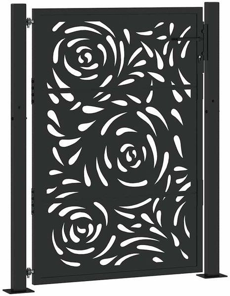vidaXL Gartentor Schwarz 100x125 cm Stahl Flammendesign 4100990 Bild 2