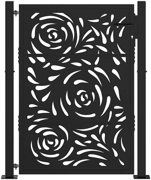 vidaXL Gartentor Schwarz 100x125 cm Stahl Flammendesign 4100990 Bild 3
