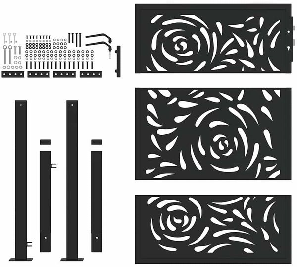 vidaXL Gartentor Schwarz 100x125 cm Stahl Flammendesign 4100990 Bild 4