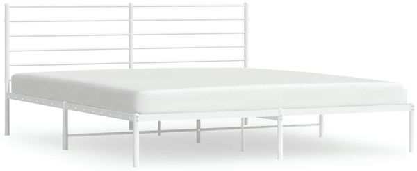 Doppelbett, Bettgestell Modernen mit Kopfteil Metall Weiß 200x200 cm d847e