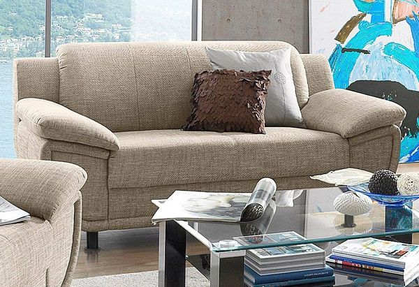 TRENDMANUFAKTUR 2-Sitzer Rondo, Breite 178 cm, breite Armlehnen, Füße schwarz, Couch wahlweise mit Federkern und in verschiedenen Bezügen bestellbar