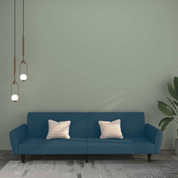 vidaXL Schlafsofa 2-Sitzer Blau Samt 375857