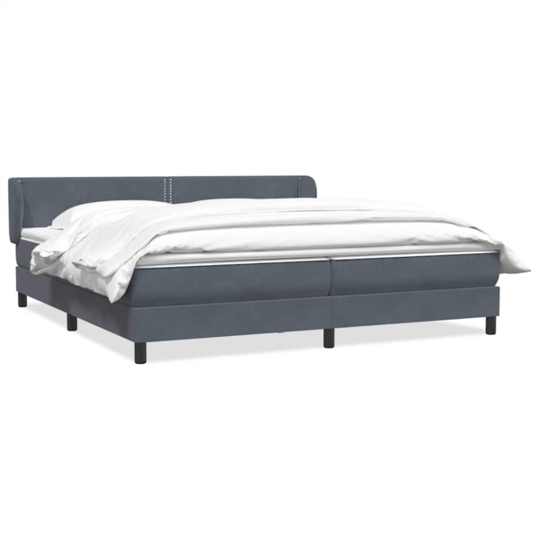 vidaXL Boxspringbett mit Matratzen Dunkelgrau 180x210 cm Samt 3317452
