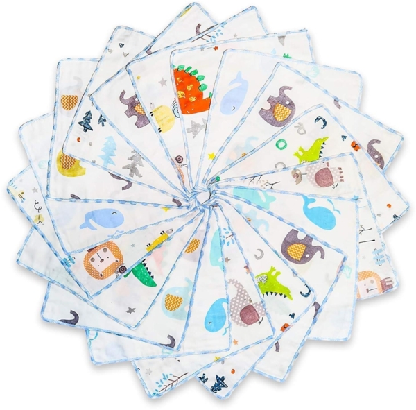 Omilion Baby Musselin Waschlappen 18 Stück Baumwolle Kinderservietten