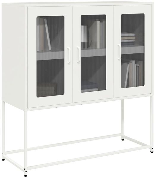 vidaXL Sideboard Weiß 100,5x39x107 cm Kaltgewalzter Stahl 853409