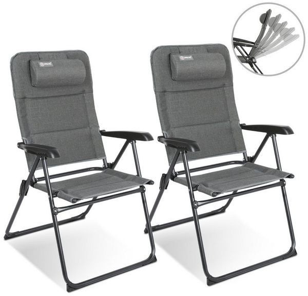 HOMECALL Campingstuhl Gartenstuhl Anglerstuhl Faltsessel Klappstuhl für Wohnwagen Outdoors (UV++ Olefin-Stoff, 2 St), 5 fach Verstellbarer Rückenlehne, Hochlehner, Gepolsterter, bis 150kg