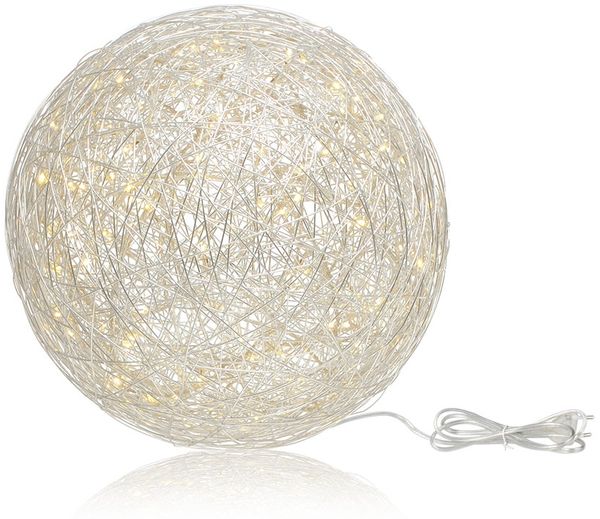 s.luce Mesh LED-Drahtkugel Innen & Außen Warmweiß Aluminium Ø 50cm