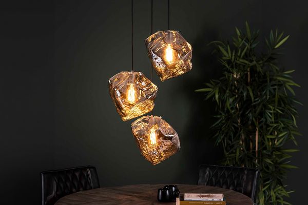 KAWOLA Pendelleuchte EDESSA Hängelampe 3-flammig Glas silber 150 x 50 x 50 cm