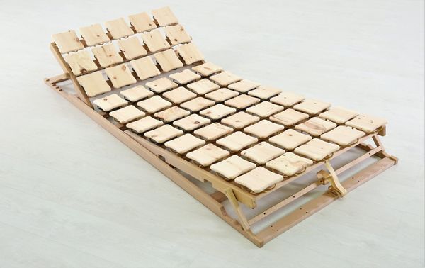 BIO-DOT-ZIRBE Tellerlattenrost Zirbe / Arve ohne Oberfläche / 90 x 220 cm / Kopfteil verstellbar