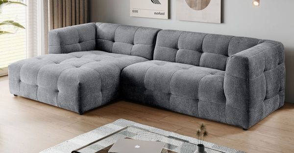 Sofa Astaro in grau L-Form 292 x 161 cm