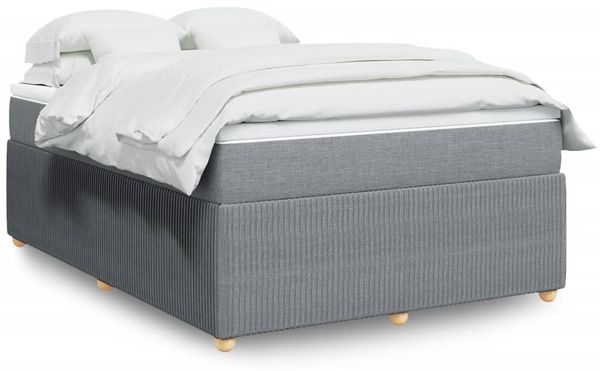 vidaXL Boxspringbett mit Matratze Hellgrau 140x190 cm Stoff 3285567