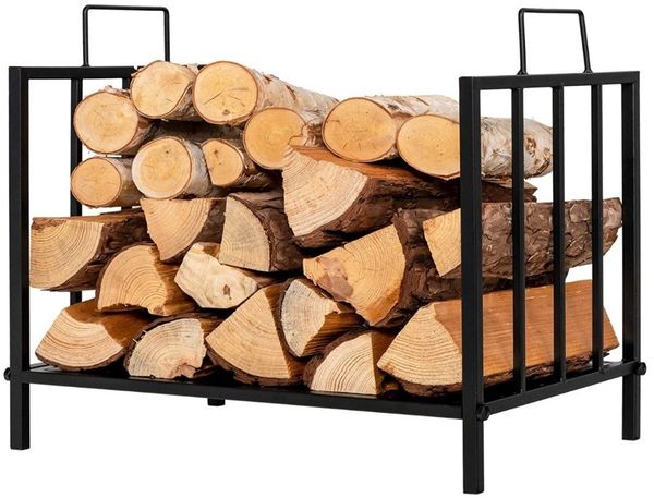 Kaminholzregal Metall bis 50kg belastbar Brennholzregal Feuerholzregal 46 x 31 x 46 cm Schwarz