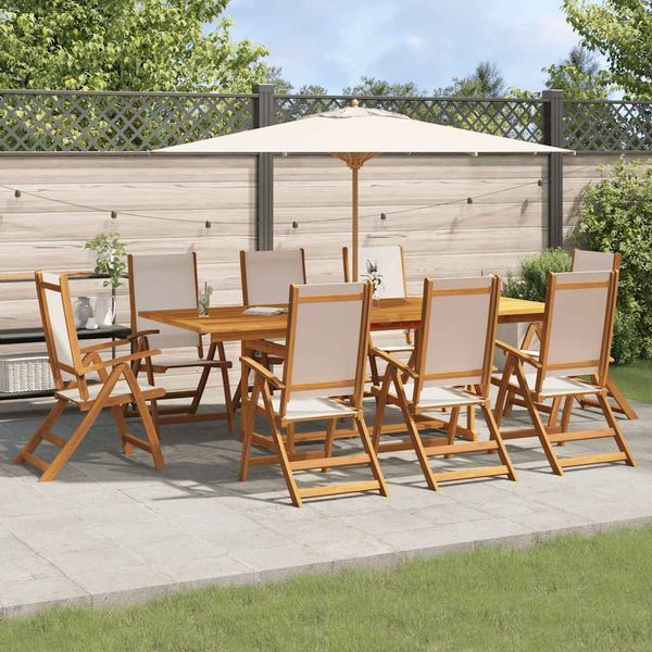 vidaXL 9-tlg. Garten-Essgruppe Massivholz Akazie und Textilene 3279279