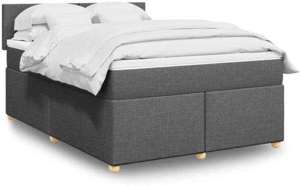 vidaXL Boxspringbett mit Matratze Dunkelgrau 140x190 cm Stoff 3288969