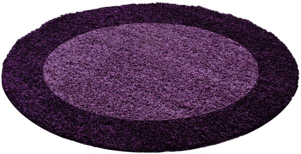 Hochflor Teppich Lux rund - 120 cm Durchmesser - Violett