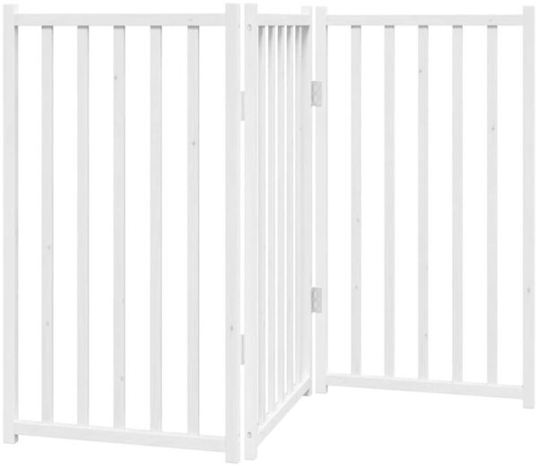 vidaXL 3-tlg. Hundetor Faltbar Weiß 150 cm Massivholz Tanne 352278