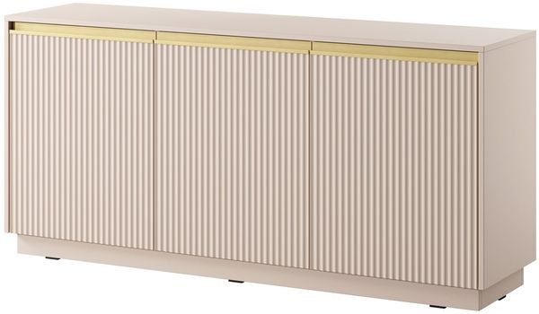 Bettso 'ROY' Kommode mit geriffelte Fronten, Holzwerkstoff Beige, 72x39x154 cm