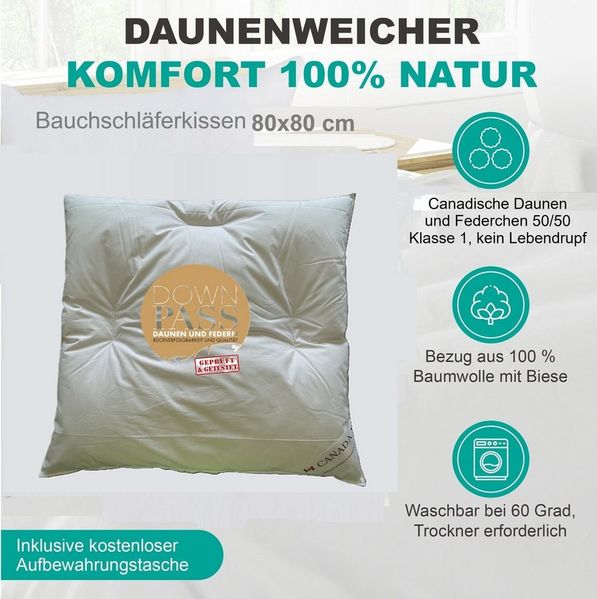Canada Bauchschläferkissen Bauchschläferkissen Daunenkissen U Steppung, Bauchschläfer, Bauchschläferkissen, Flachkissen