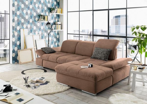 set one by Musterring Ecksofa SO4100 V, mit verstellbaren Kopfteilen, wahlweise mit Funktionen, Cord-Bezug