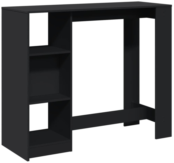 vidaXL Bartisch mit Regal Schwarz 124x46x103,5 cm Holzwerkstoff 854392