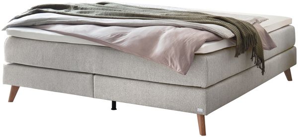 Beatriz Boxspringbett grau Eiche MassivholzPolyester/Polyamid/Viskose 200cm x 200cm x 59cm