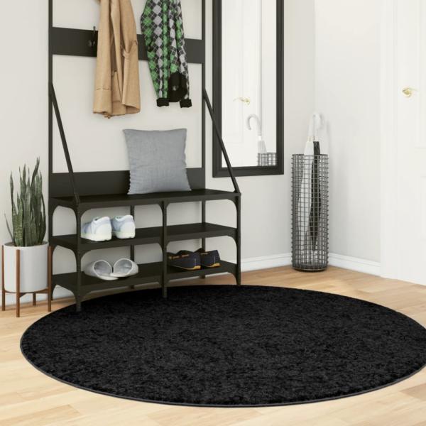 vidaXL Shaggy-Teppich PAMPLONA Hochflor Modern Schwarz Ø 160 cm 375290