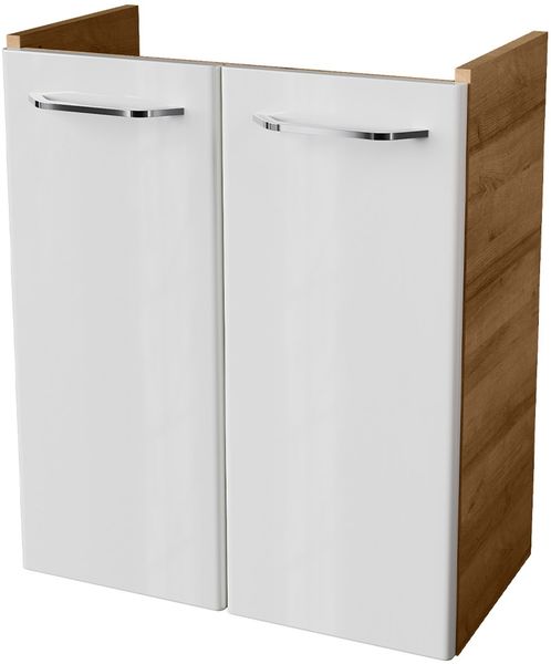 FACKELMANN MILANO Waschbeckenunterschrank Gäste WC 52 cm breit, Weiß/Braun hell