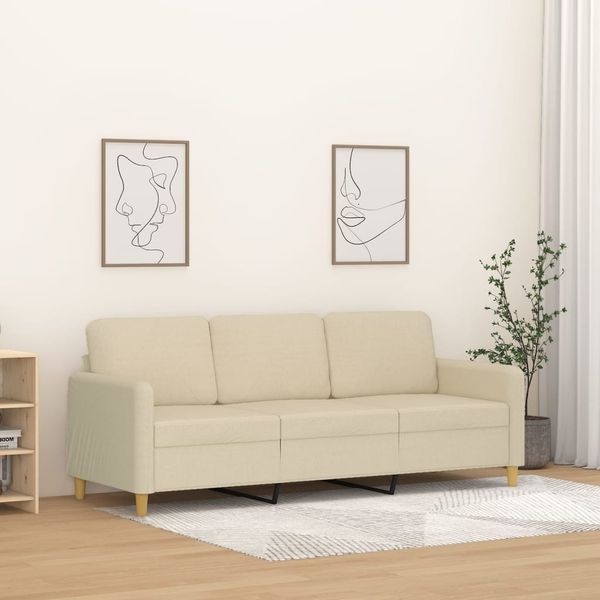vidaXL 3-Sitzer-Sofa Creme 180 cm Stoff 359488