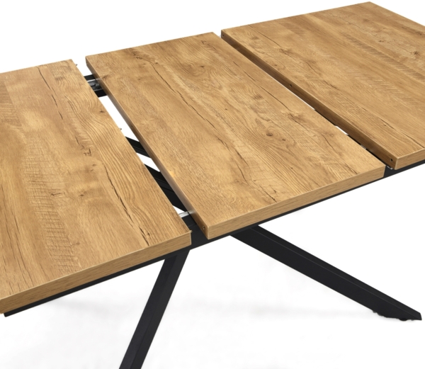 B&D home Esstisch YORRICK | ausziehbar 120-160x80 cm, 4-6 Personen Kreuzgestell schwarz für Küche, Esszimmer | industrial | Wildeiche Optik Bild 2