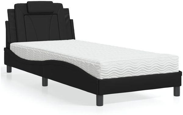 vidaXL Bett "Viana" mit Matratze Schwarz 90x190 cm Kunstleder 3208761