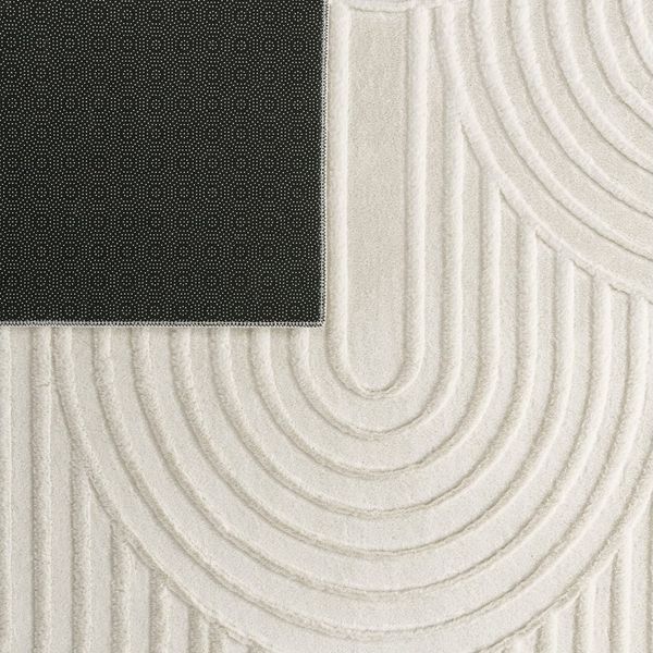 TT Home Teppich 10-515-4_80X150_Creme_Rechteckig, Rechteckig, Höhe: 14 mm, Wohnzimmer Teppich Esszimmer Kurzflor Geometrische Optik Skandi Boho U