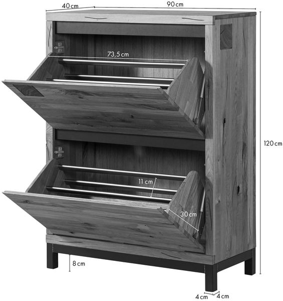 Schuhschrank Wildeiche 90x40x120 natur geölt VILLANDERS #135 Bild 8