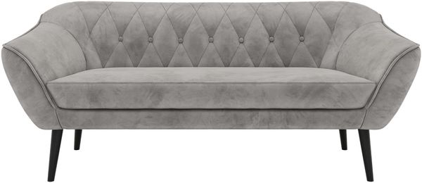 Sofa, Wohnzimmersofa PIRS 3, Skandinavisches Sofa 3-Sitzer, Sofa mit Wellenfederung, schwarze Füße, Breite 180 cm Hoher Sitzkomfort - Hellgrau Velvet Bild 7