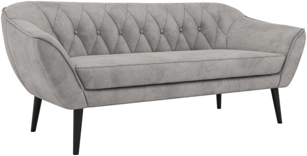 Sofa, Wohnzimmersofa PIRS 3, Skandinavisches Sofa 3-Sitzer, Sofa mit Wellenfederung, schwarze Füße, Breite 180 cm Hoher Sitzkomfort - Hellgrau Velvet Bild 6
