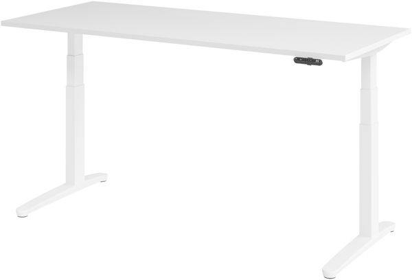 bümö elektrisch höhenverstellbarer Schreibtisch 180x80 cm mit Memory-Steuerung - Design Schreibtisch höhenverstellbar elektrisch, elektrischer Schreibtisch weiß, Gestell weiß, XBHM19-W-WW