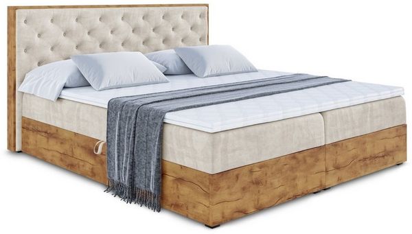 ALTDECOR Boxbett LOLLI3 (Multipocket-Matratze H4, H3 Matratze Bonellfederung, Topper, Kopfteil)