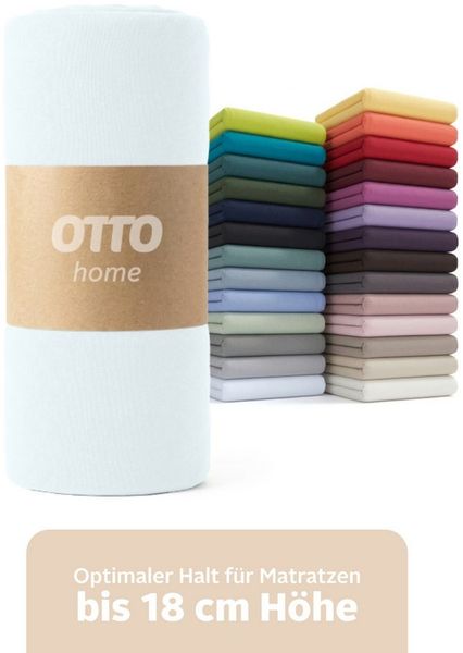 OTTO home Spannbettlaken PHYSALIS in BASIC und PREMIUM Qualität, 100% Baumwolle, Jersey (110 g/m), Gummizug: rundum, (1 Stück), für Matratzen bis 18 cm Höhe, Bettlaken, Spannbetttuch, pflegeleicht