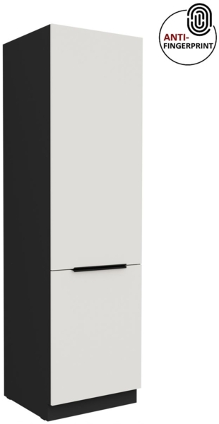 Küchen Hochschrank 60 cm Küche ARIA Weiss ultra matt + Schwarz matt, hochwertige Fronten mit Anti Fingerprint Beschichtung, Soft-Close Küchenzeile Küchenblock