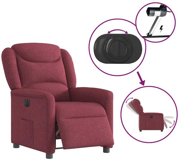 vidaXL Relaxsessel Elektrisch Weinrot Stoff 3303177 Bild 9