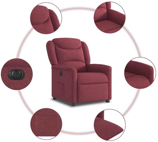 vidaXL Relaxsessel Elektrisch Weinrot Stoff 3303177 Bild 10