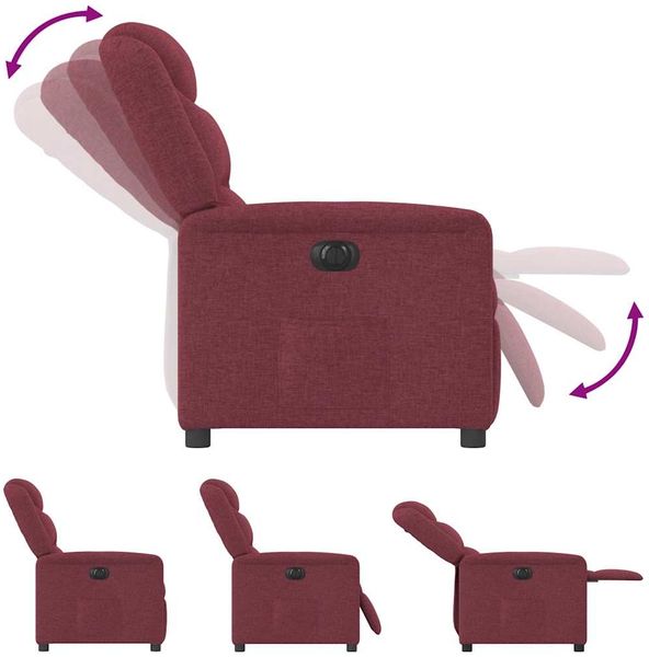 vidaXL Relaxsessel Elektrisch Weinrot Stoff 3303177 Bild 8