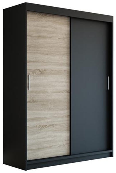 Schwebetürenschrank PAX 2-türig Schrank 180 cm (mit Spiegel) Farbe: Schwarz , sonoma