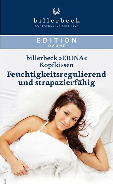 billerbeck 3-Kammer-Kopfkissen Erina 3-K, Kissen ist Allergiker freundlich (Hausstauballergiker), Füllung: Außenkammer: 90% Daunen, 10% Federn. Füllung Innenkammer: 100% Federn, Bezug: 100% Baumwolle, Seitenschläfer, Bauchschläfer, Rückenschläfer, Das ...