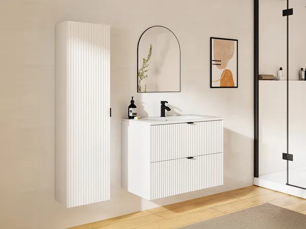 Vente-unique - ZEVINI Bathroom furniture set Holz, Platte Weiß - B 47 cm x H 60 cm x L 80 cm