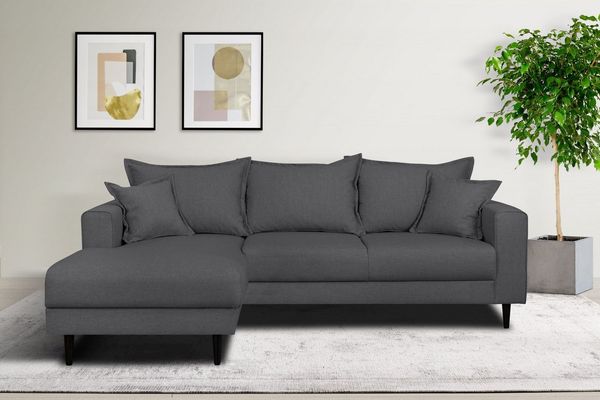 Home affaire Ecksofa VEYRAS L-Form, hoher Sitzkomfort, Maße B/T/H: 230/150/76 cm, mit Wellenunterfederung, incl. Rückenkissen und Zierkissen
