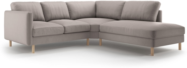 Micadoni Symmetrisches Ecksofa Eden 4-Sitzer Rechts Samt Warmes Grau