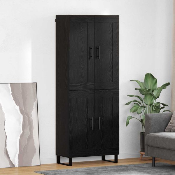 Highboard, BuffetSchrank, Büroschrank Schwarz Eichen-Optik 69,5 x 34 x 180 cm Holzwerkstoff