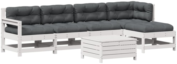 vidaXL 6-tlg. Garten-Lounge-Set mit Kissen Weiß Massivholz Kiefer 3250981