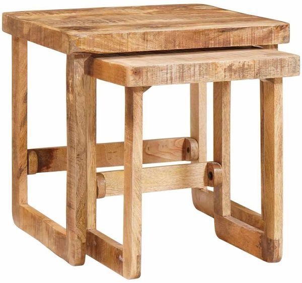 vidaXL Satztische 2 pcs Braun 46 x 46 x 45 cm Massivholz Mango 4104557 Bild 2